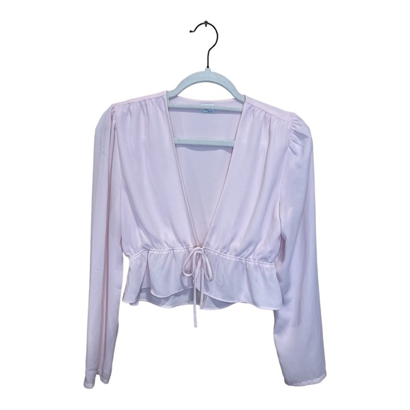 ARITZIA Sunday Best Cropped Tie-Front Blouse | S | - Picture 2 of 9
